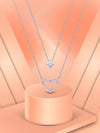 Double-Layered Heart Solitaire Pendant Necklace